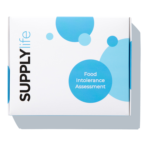 Supply Life CORE food intolerance test kit box, featuring a clean design with blue circles and the brand's logo.